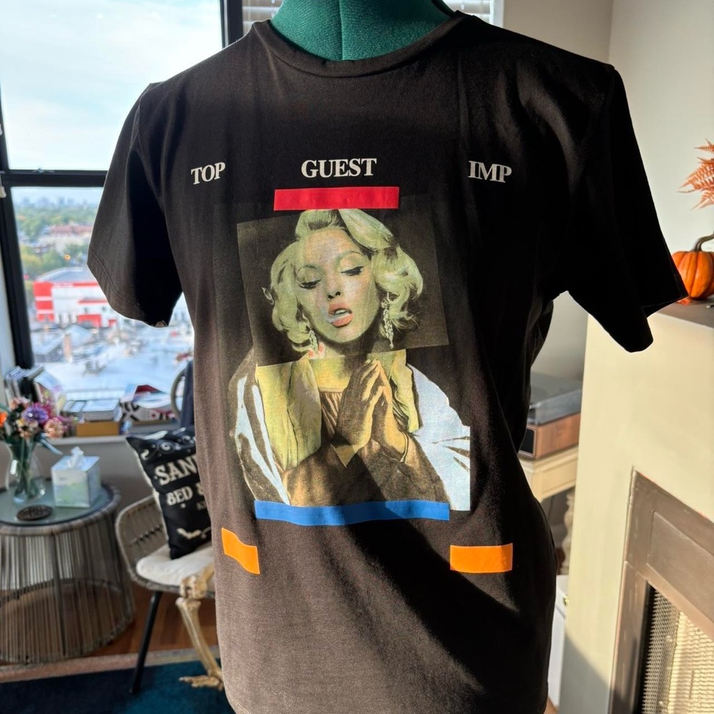 Marilyn Monroe and Mother Mary Collage Graphic tee, made in Italy 100% cotton